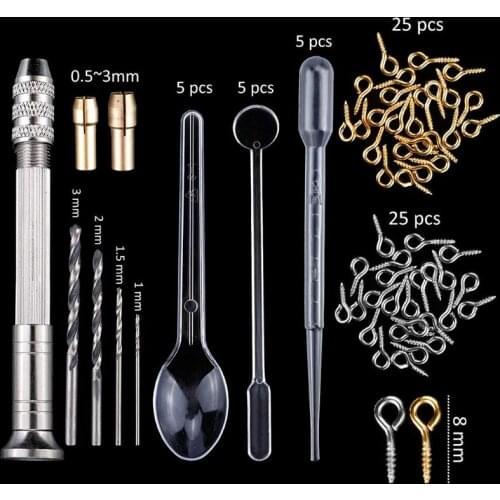 1 Set DIY Epoxy Resin Materials Professional Jewelry Making Tools Silicone Mold Nail Drill Molds Sequin Spoon Dropper Handmade C