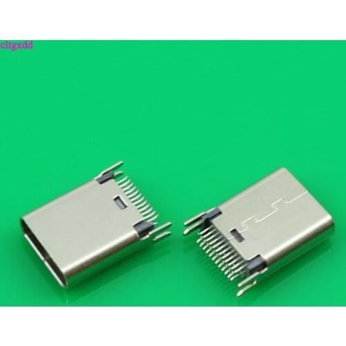 10pcs micro USB vertical 24P for 3.1 Type C Connector 24p type-C no side 24Pin Female Socket jack Charge port Plug 3.1 Version