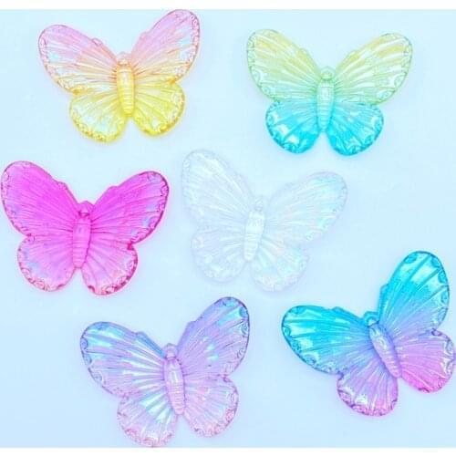 10Pcs New Cute Acrylic Mini Color Plated Butterfly Flat Back Cabochon Scrapbook Kawaii DIY Embellishments Accessories L27