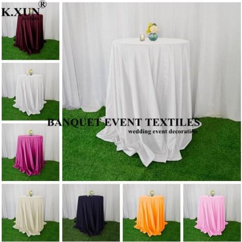 White and Black 120" Round Poly Cocktail Tablecloth Banquet Wedding Table Cover Event Party Decoration