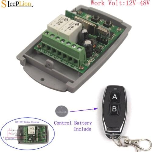 Sleeplion 433MHz 12V 24V 48V 2CH Independent Relay RF Wireless Remote Control Light Switch 36V 2 channel Receiver Module 315MHz