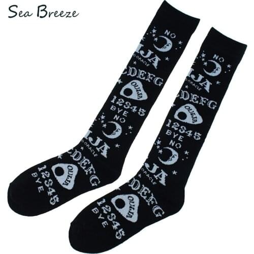 Sea Breeze Brand new listing Fashion Lady Girls Black cartoon Over The Knee Stockings Thigh high quality Cotton women Hot Sale