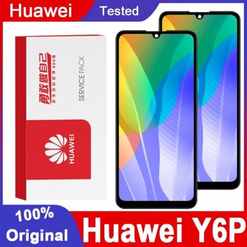 Original 6.3''Display withFrame for Huawei Y6P LCD Touch Screen Digitizer Screen for Huawei Y6P MED-LX9 MED-LX9N Repair Parts