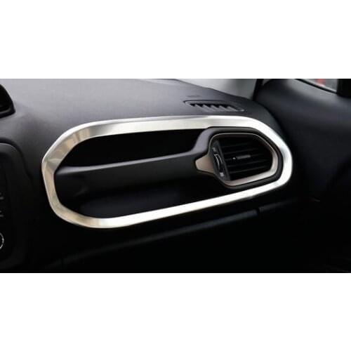 For Jeep Renegade 2015 2016 2017 Stainless steel Car front air outlet Decoration cover trim Interior Car Styling Accessories