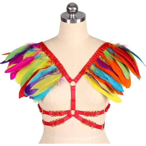 Erotic Lingerie Body Harness Bondage Feather Stockings Harajuku Cosplay Wear Bdsm Sexy Costumes Garter Belt Womens Underwear