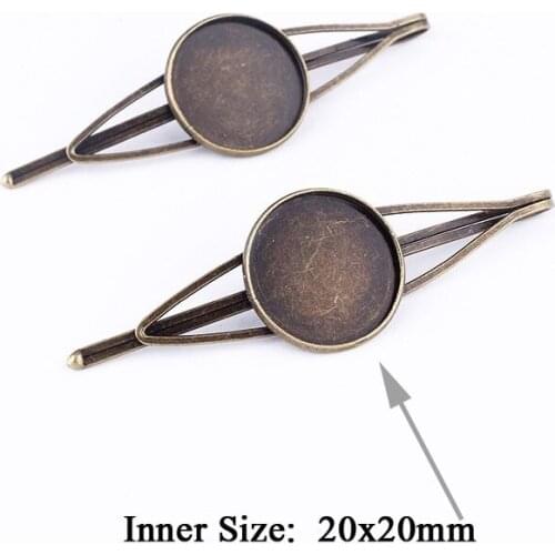 Fit 20mm Hair Clip Length 71mm Antique Bronze Pendants Setting Cabochon Cameo Base Tray Bezel Blank DIY Jewelry Finding