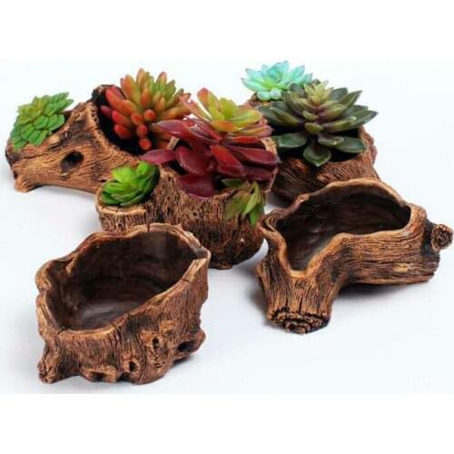 Succulents Pot Creative Root Carving Fleshy Plant Flower Pot Cement Imitation Stake Fleshy Planter Pot Home Decor Planters