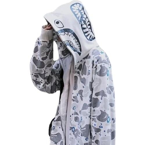 Shark Camouflage Hoodies Women Sweatshirts Female Girl Early Autumn Harajuku Hip-Hop Loose Couple Leisure Women Hoodie