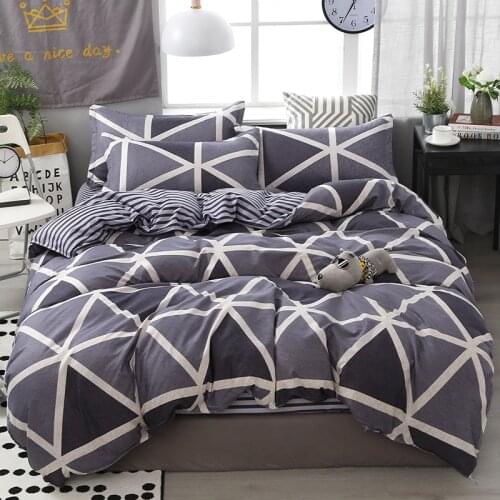 Geometric Print Stripe Bed Cover Set Kid Boy Girl Duvet Cover Adult Child Bed Sheets And Pillowcases Comforter Bedding Set 61053
