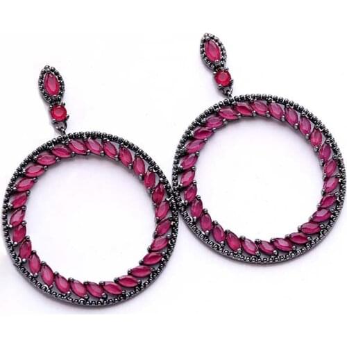 Red Trees Brand New Arrival Round Circle Vintage Drop Earrings With 925 Sterling Silver Needle Womens Sister Gift