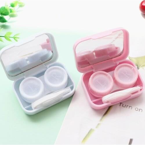 Chrysanthemum Cover Contact Lens Case with Mirror Female Portable Colored Contact Lens Container Lovely Eye Contact Box