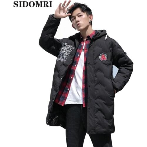 Mens cotton jacket winter medium-long cotton jacket fashionable mens hooded cotton-padded jacket Large size high quality