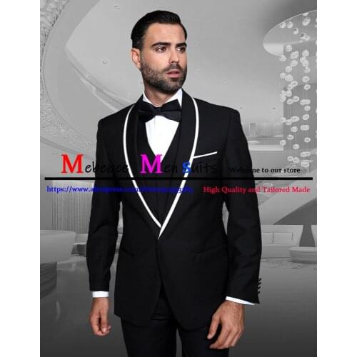 2021 Brand Custom Made Suit Men 3 Pieces Groom Wedding Set Fashion Designs White Business Jacket+Vest + Pants Slim Fit Tuxedo