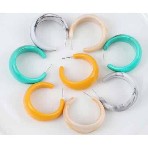 New Fashion C-shaped Acrylic Hoop Earrings For Women Girls Vintage Geometric Big Round Circle Earrings Punk Party Jewelry Gifts