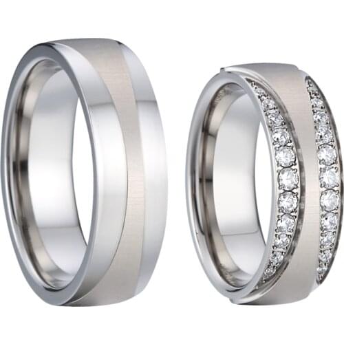 Wedding Bands white gold ring For Men And Women Couples Lovers Alliances Silver Color Stainless Steel Ring Marriage Never Fade