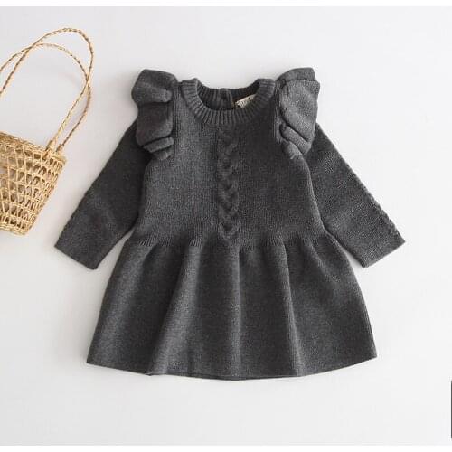 Autumn Toddler Girl Dresses And Winter Knitted dress For Female Babies Infant Warm Dress Knitted Sweater Kids Dresses For Girls