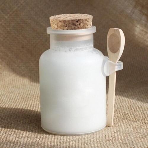 200ml Plastic Empty Bath Salt Bottle Cream Powder Jar Container with Cork Spoon Refillable Empty Durable