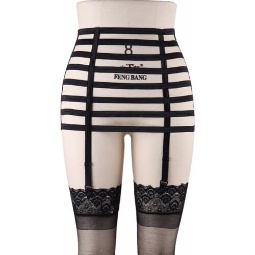 Punk Rock Bondage Harness 90s Cosplay Thigh Garters Elastic Stockings Garters Adjustable Sock Suspenders Nightclub Wear P0116