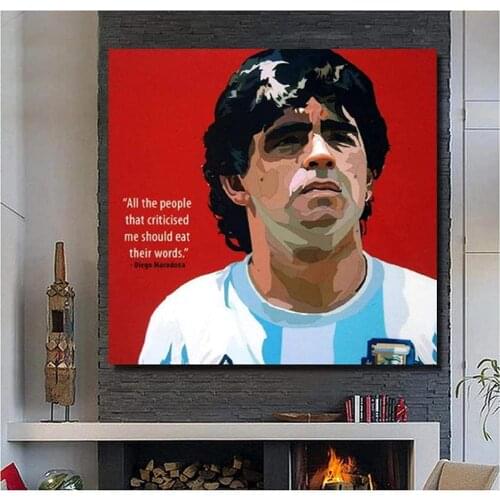 Football Star Diego Maradona Pop Art Oil Painting Art Wall Picture on Canvas Poster for Living Room Home Decor - No Frame