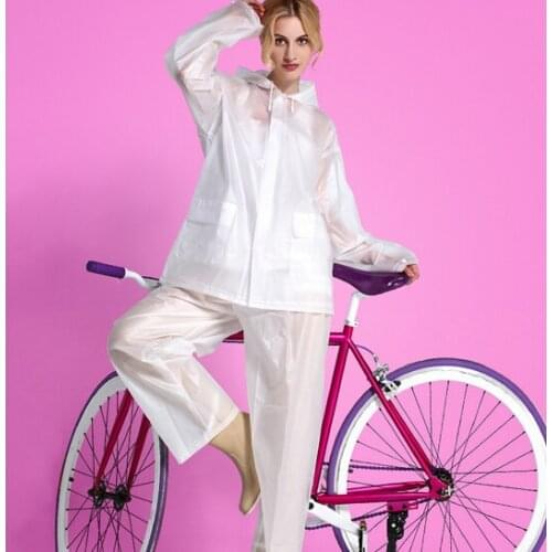 Transparent Motorcycle Bicycle Raincoat Rain EVA Pants Adult Ride Set Electric Thickening Poncho for Women Windbreaker 60YY178