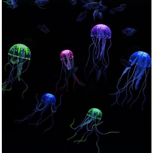 Fish Tank Simulation Fluorescent Jellyfish, Aquarium Jellyfish Landscape Accessories, Multi-color Optional Jellyfish Ornaments