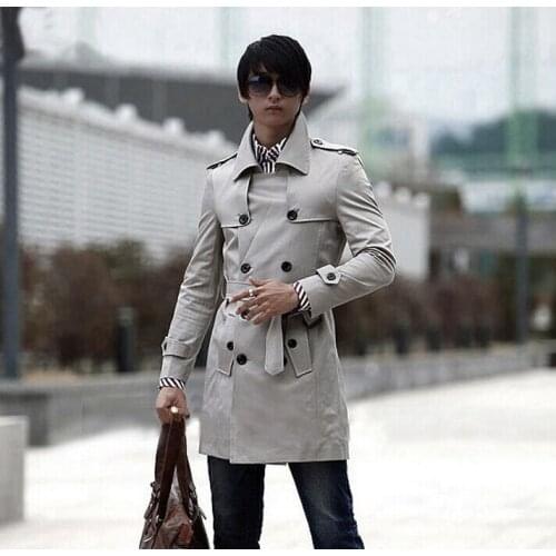 Grey Mens clothing 2020 autumn jacket casual outerwear thin long coat men spring and autumn mens trench coat for men overcoat