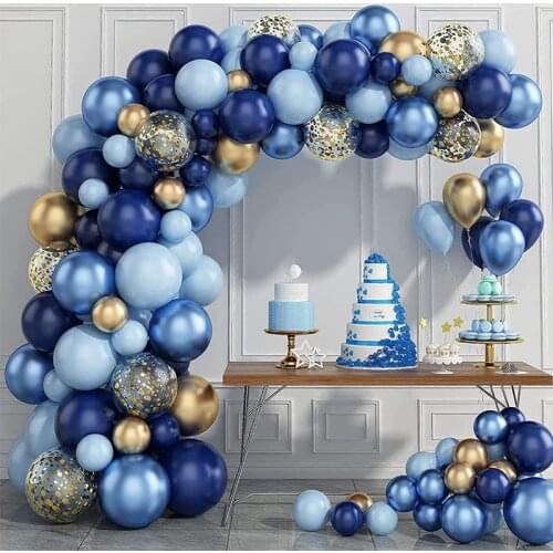 Ocean Blue Balloon Garland Arch Metal Silver Balloon Birthday Party Decor Kids Adults Wedding Balloon Baby Shower Globos