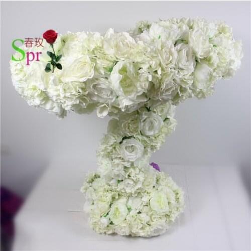SPR white Latest Centerpieces Garland Runner With Stand Flower Ball Wedding Table Centerpieces