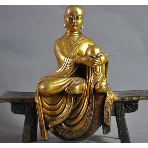Old Tibet Buddhism Temple Bronze gilt Jizo Bodhisattva Ksitigarbha Buddha Statue