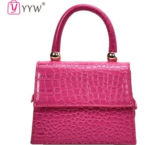 Pu Leather WomenS Handbag Crocodile Pattern Leather Sling Messenger Bags Hot Mini Small Square Shoulder Bag Fashion Pink Bags