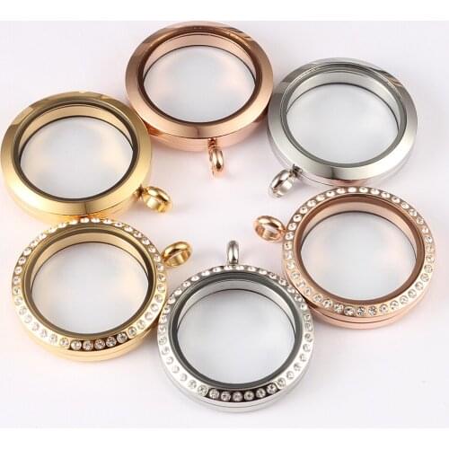 TJP Waterproof Locket 25mm/30mm Screw Top Silver/Gold/Rose gold/Black 316L Stainless Steel Floating Glass Living Locket