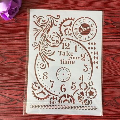 A4 29 * 21cm Mandala clock DIY Stencils Wall Painting Scrapbook Coloring Embossing Album Decorative Paper Card Template,wall