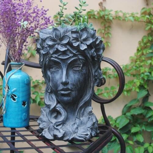 Vintage Art Vase Home Decoration Venus Goddess Statue Flower Arrangement Flower Creative Portrait Cement Flower Pot