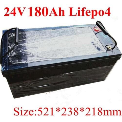Waterproof 24V 180AH Lifepo4 Lithium Battery 100A BMS 4S 12.8V for Emergency Power Solar Energy EV Inverter + 20A Charger