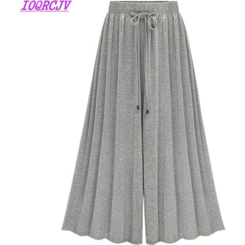Wide leg pants for women 2018 summer High waist pants Plus size M-6XL thin casual pants female Loose Elastic Waist IOQRCJV H359