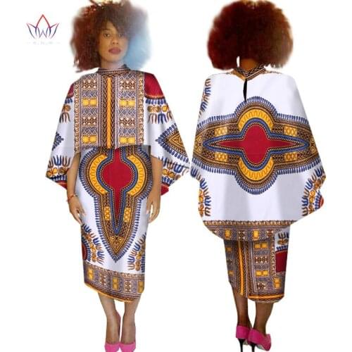 African Dresses for Women 2 Pieces Set Crop Top Cape and Skirt Set Unqie Cape Coat Maxi Dress Dashiki Women Plus Size 6XL WY1526