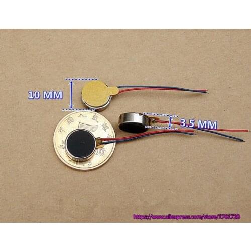 10pcs/lot, Brand new 10*3.5mm DC3V-4.2V flat motor 1035 vibrating motor button motor