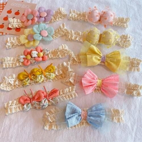 5pcs/Lot Cute Plaid Bow Flowers Lace Headband High Elastic Infant Accessories Kids Headwear Newborn Hairbands Photography Prop