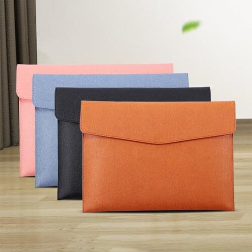 A4 Simple Faux Leather Document Bag,Waterproof Leather A4 Business Briefcase File Folder Document Paper Organizer Storage Bag