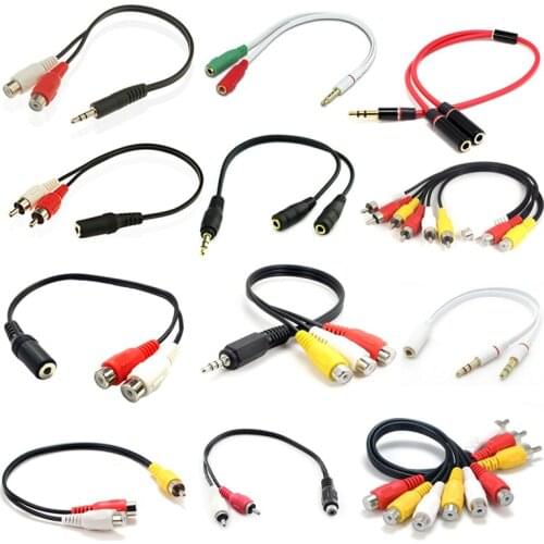 AV One to two lotus head male to female DVD set-top box connection TV RCA one to two video cable wire harness