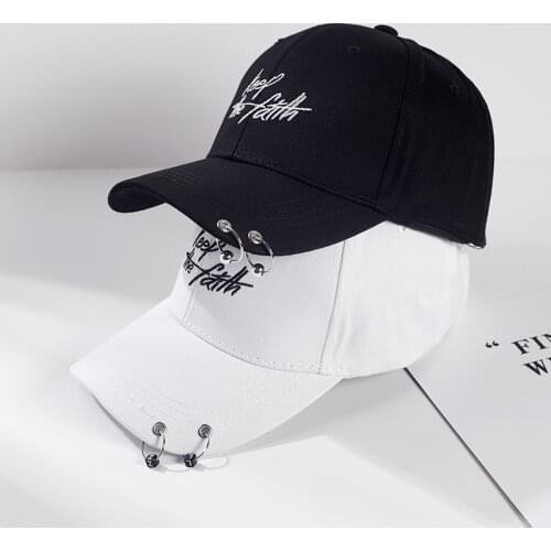 Hip Hop Womens Baseball Cap with Ring Circle Snapback Hats for Men Women Unisex Streetwear Visor Black Hat