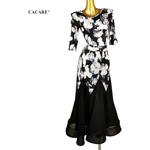 CACARE Ballroom Dance Competition Dresses Waltz Dress Standard Dance Dresses Shirt Skirt Set D0904 Big Hem