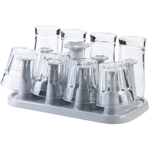 Drain Rack Cup Holder Drink Glass Bottle Storage Rack Stand Durable Plastic Pull-out Drain Cup Holders Hot Sale Kitchen Rack^1