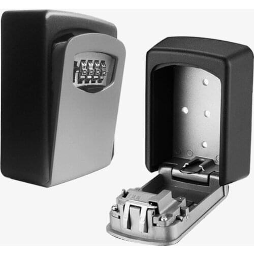Key Lock Box Wall Mounted Aluminum Alloy Key Safe Box Weatherproof 4 Digit Combination Key Storage Lock Box Indoor Outdoor