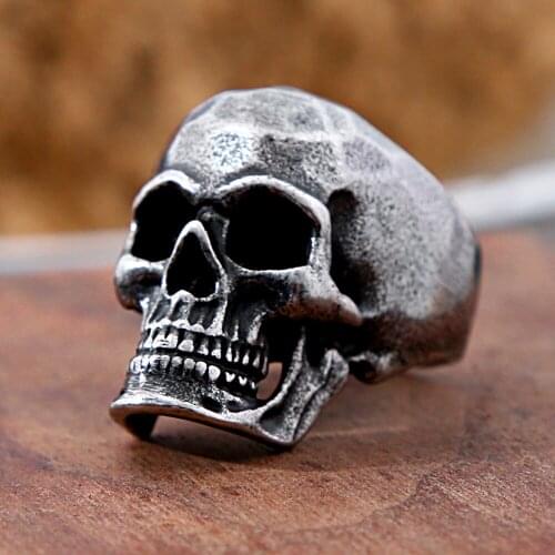 Gothic Skull Ring 316L Stainless Steel Fashion Mens Biker Skull Ring Punk Hip Hop Rock Style Jewelry Gift Wholesale
