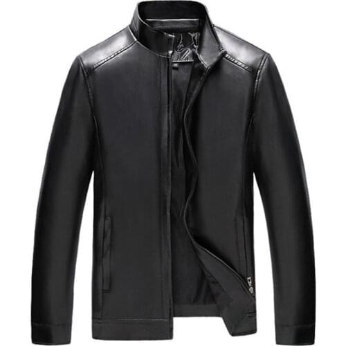 New Leather Jacket Men Spring Autumn Stand Collar PU Coats Casual Male Leather Jacket Fashion Motorcycle Leather Jacket