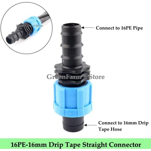 2~50pcs 16PE Pipe To 16mm Drip Tape Straight Connector Micro Irrigation Drip Tape Greenhouse Watering Hose Fittings Joints