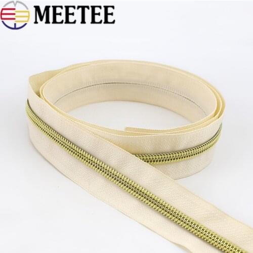 4M Meetee Nylon Code Loading Zipper Gold Tooth Coil Zipper for Sewing DIY Open-End Bags Sports Garment Accessories ZA030