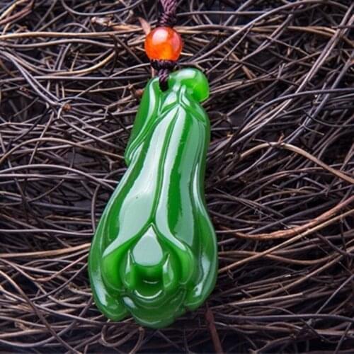 Natural Green Hand Carved Magnolia Jade Pendant Fashion Boutique Jewelry Mens and Womens Magnolia Necklace