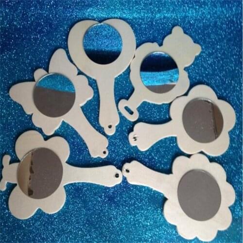 Wholesale For Children DIY handy mirror models Pearl clay painted white pel mirror molds